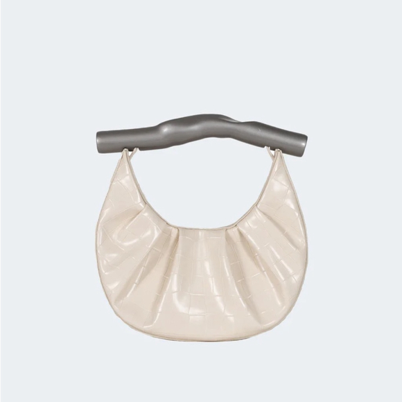 NWT Puppets and Puppets Smashed Handle Hobo Bag In Swan Egg - Picture 4 of 5